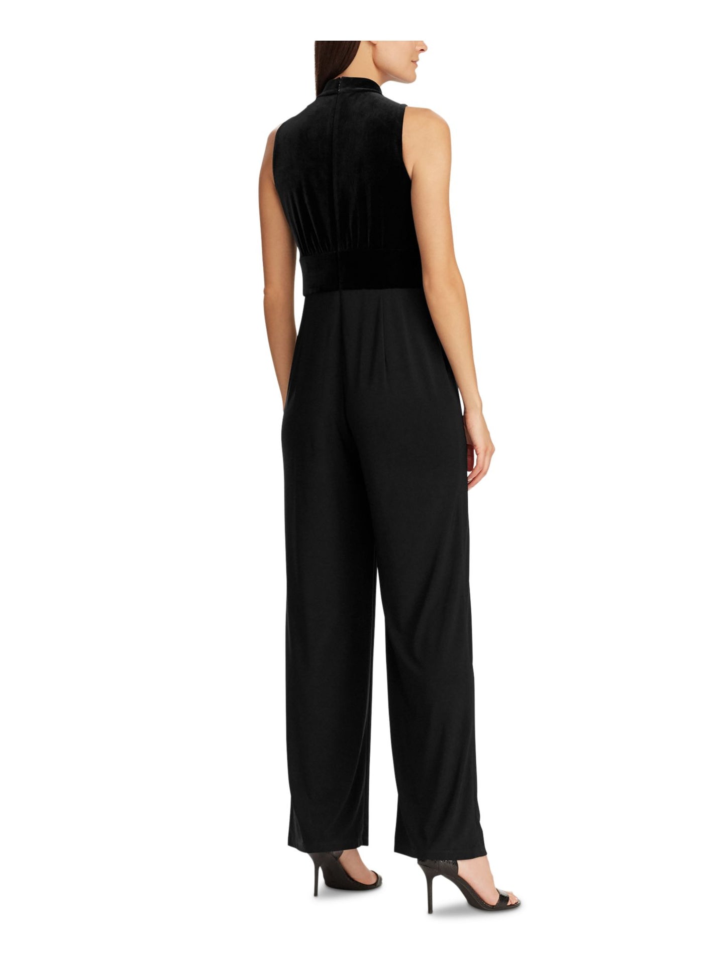 Macacão Ralph Lauren Feminino Sem Mangas Gola Alta Perna Larga Preto Tamanho 10