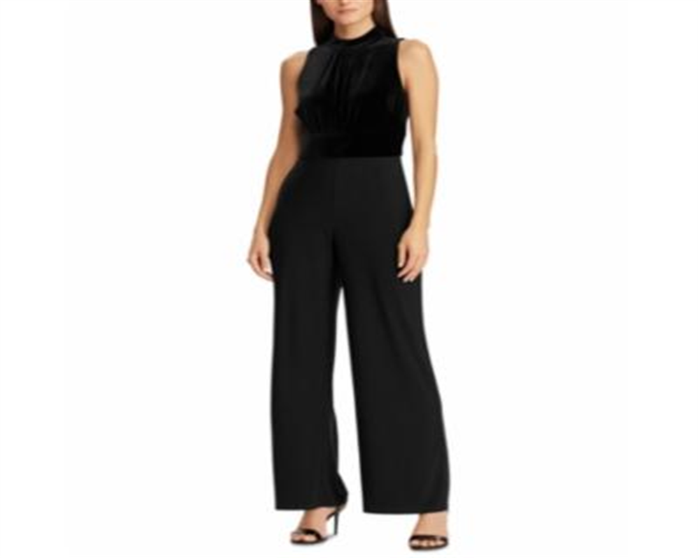 Macacão Ralph Lauren Feminino Sem Mangas Gola Alta Perna Larga Preto Tamanho 10