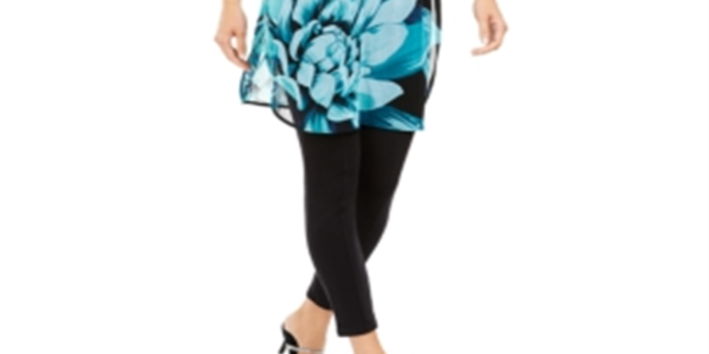 Túnica Alfani Feminina Petite com Estampa Floral Preta Tamanho Petite Médio