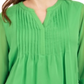 Charter Club Blusa feminina lisa com babados duplos e pregas, verde, tamanho XS