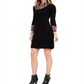 Vestido feminino Jessica Howard com decote canoa e acabamento estampado, preto, tamanho pequeno P