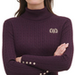 Vestido tommy hilfiger feminino manga comprida gola alta acima do joelho roxo tamanho grande
