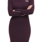 Vestido tommy hilfiger feminino manga comprida gola alta acima do joelho roxo tamanho grande