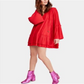 Vestido curto feminino com manga sino FREE PEOPLE, vermelho, tamanho médio