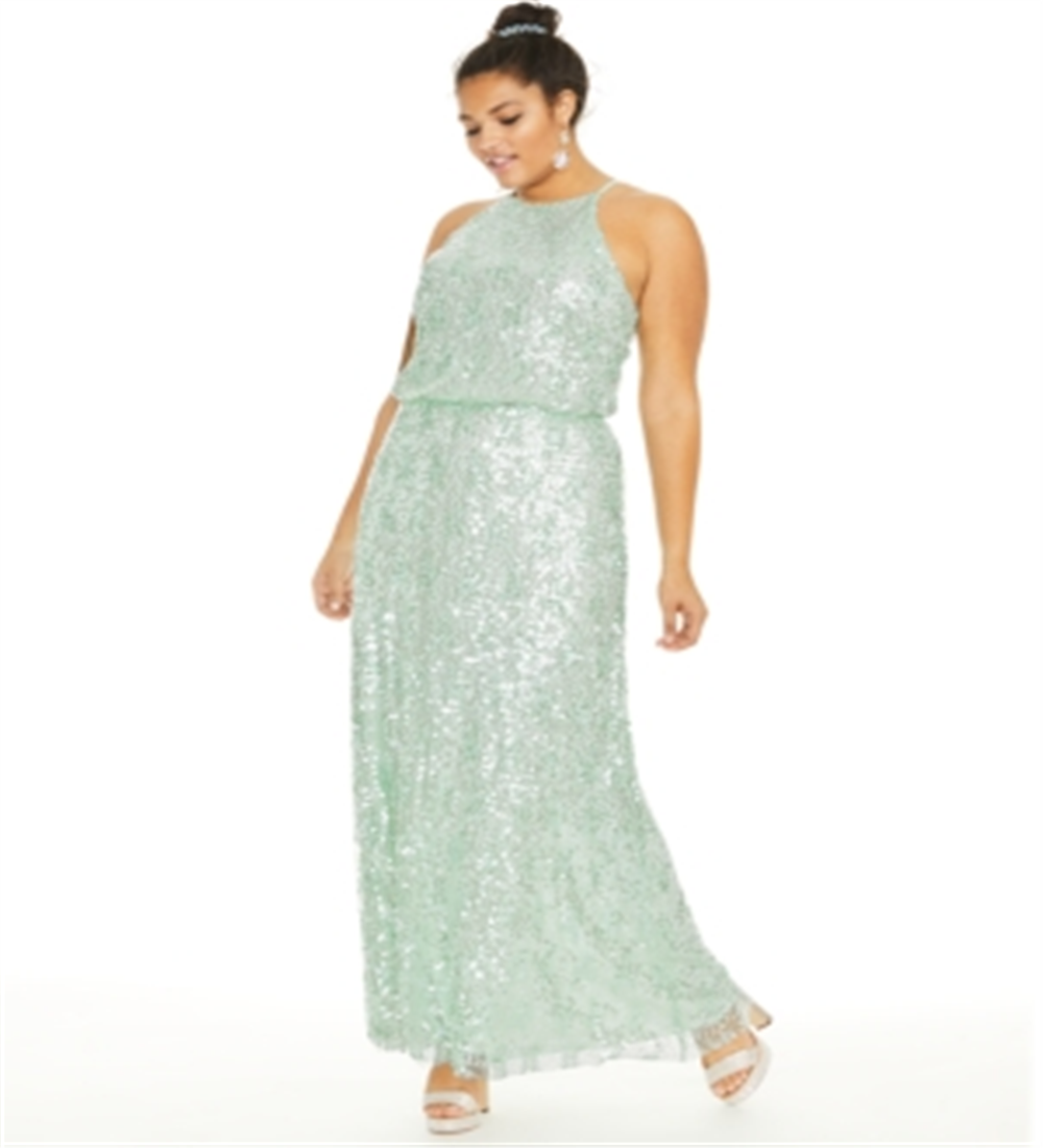Vestido Blusão Feminino Plus Size com Lantejoulas da B Darlin, Verde, Tamanho 24