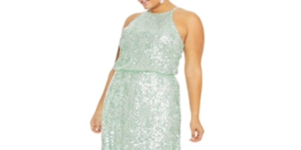 Vestido Blusão Feminino Plus Size com Lantejoulas da B Darlin, Verde, Tamanho 24