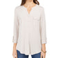Blusa feminina com botões e punhos estilo &amp; CO, bege mesclado, tamanho pequeno GG