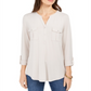 Blusa feminina com botões e punhos estilo &amp; CO, bege mesclado, tamanho pequeno GG