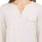 Blusa feminina com botões e punhos estilo &amp; CO, bege mesclado, tamanho pequeno GG