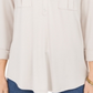 Blusa feminina com botões e punhos estilo &amp; CO, bege mesclado, tamanho pequeno GG