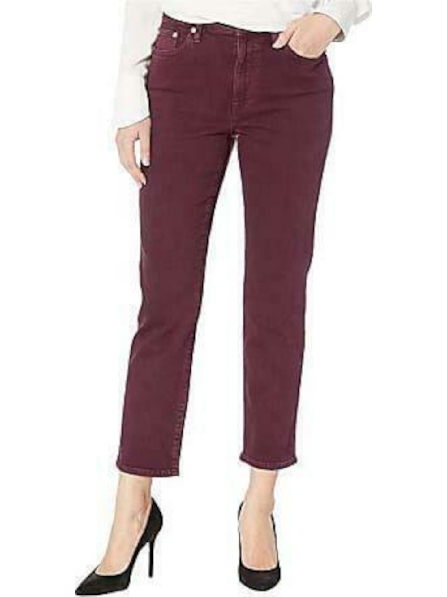 Calça jeans feminina Ralph Lauren reta, tamanho 10, cor vinho