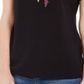 Camiseta feminina Karen Scott Hummingbird de algodão, preta, tamanho GG