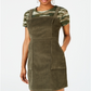 Vestido feminino verde sem mangas com decote quadrado e bainha acima do joelho, tamanho grande, da Common Stitch