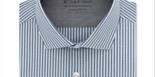 Camisa social masculina Calvin Klein Extra-Slim Fit Performance Stretch com regulagem de temperatura e xadrez, multicolorida, azul, tamanho 17,5x32-33