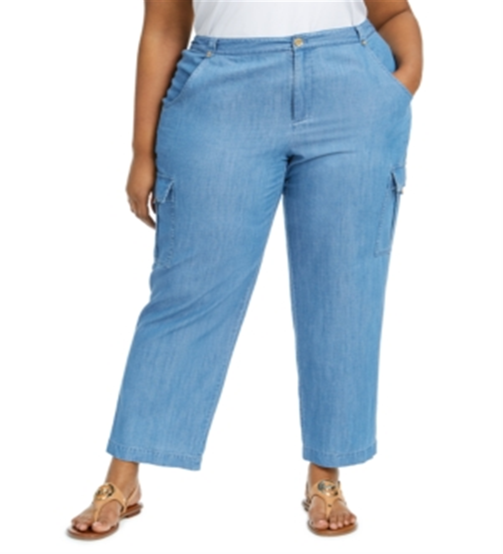 Calça cargo feminina plus size Michael Kors Indigo tamanho 18W