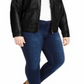 Jaqueta de motociclista Jou Jou Plus Size em couro sintético, preta, tamanho 3XL