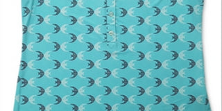 Camisa polo feminina com estampa de peixe Charter Club, azul-piscina claro, tamanho G