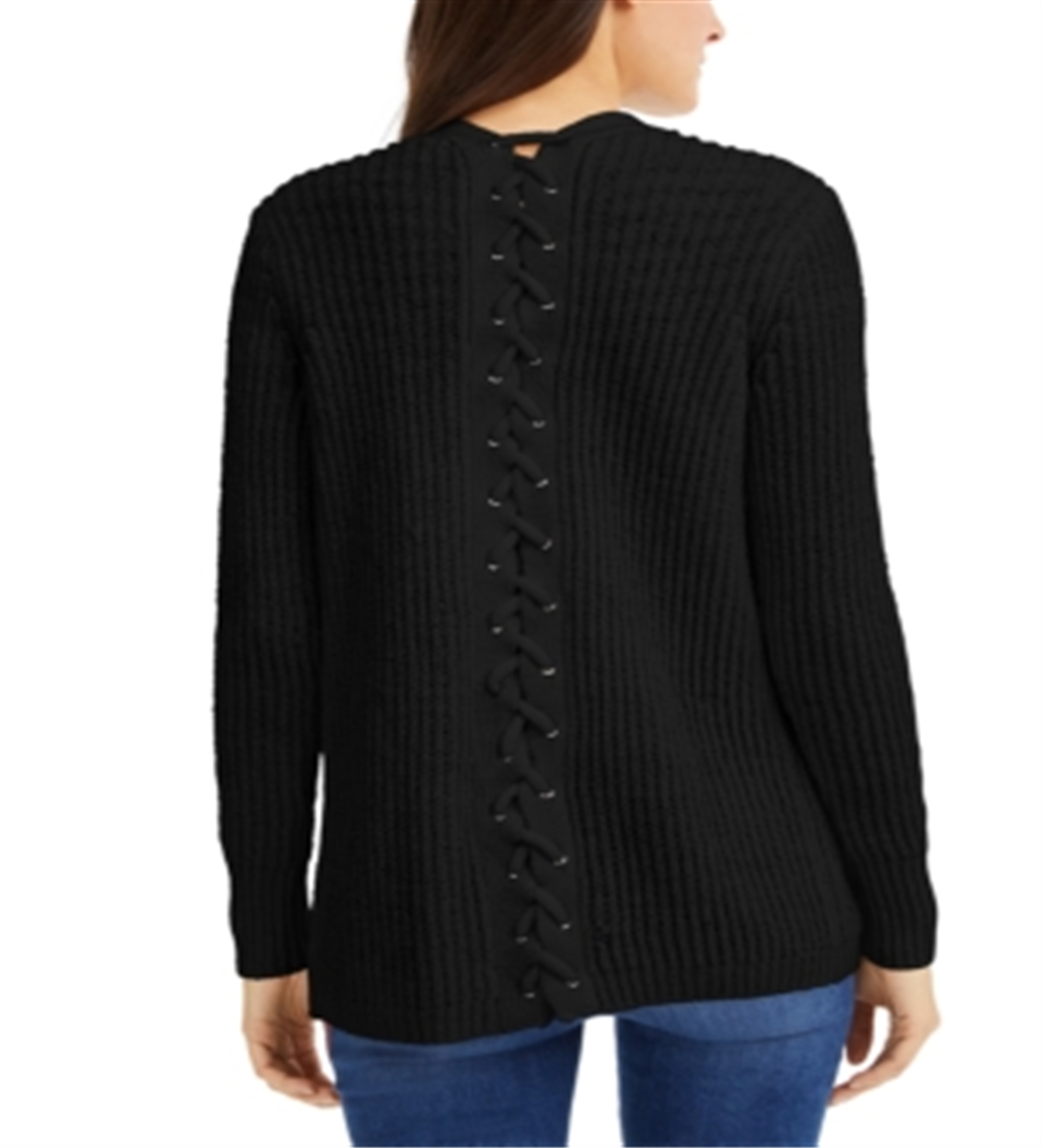 Suéter feminino INC com renda nas costas, preto, tamanho pequeno