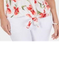 JM COLLECTION Blusa feminina floral ombro a ombro branca tamanho médio