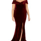 Vestido de festa feminino Xscape Plus Velvet com ombros à mostra, roxo, tamanho 18W