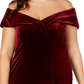 Vestido de festa feminino Xscape Plus Velvet com ombros à mostra, roxo, tamanho 18W