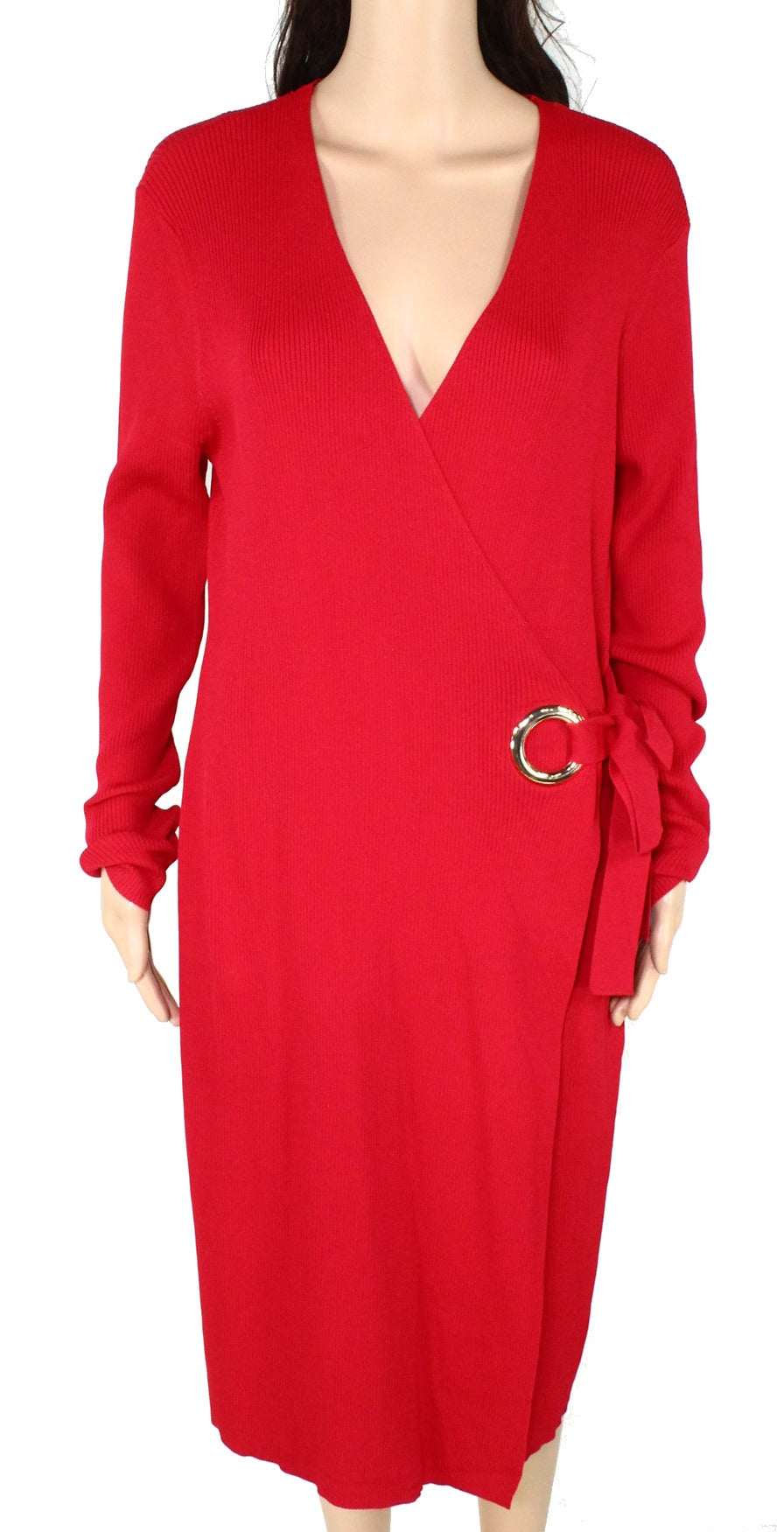 Suéter feminino INC de malha canelada com ilhós, vermelho, tamanho XS