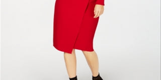 INC Women's  Wrap Ribbed Knit Grommet Sweater Red Size XS