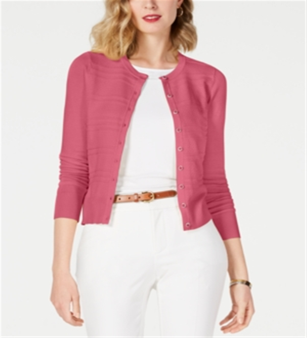 Cardigan texturizado feminino Charter Club - Rosa Rapture, tamanho 2XL