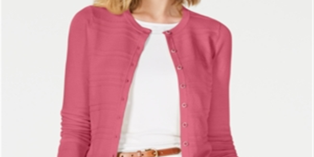 Cardigan texturizado feminino Charter Club - Rosa Rapture, tamanho 2XL