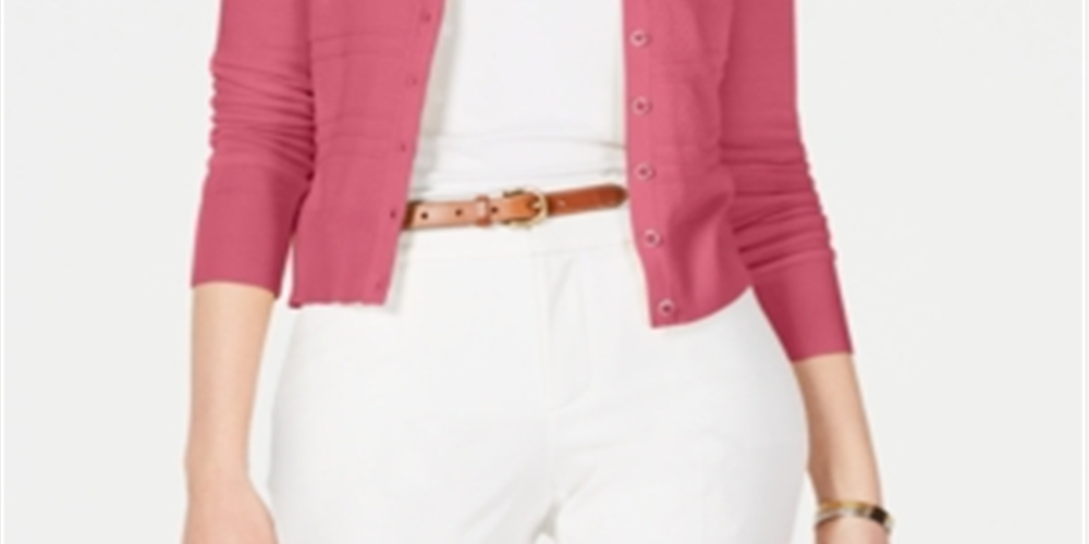 Cardigan texturizado feminino Charter Club - Rosa Rapture, tamanho 2XL