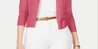 Cardigan texturizado feminino Charter Club - Rosa Rapture, tamanho 2XL