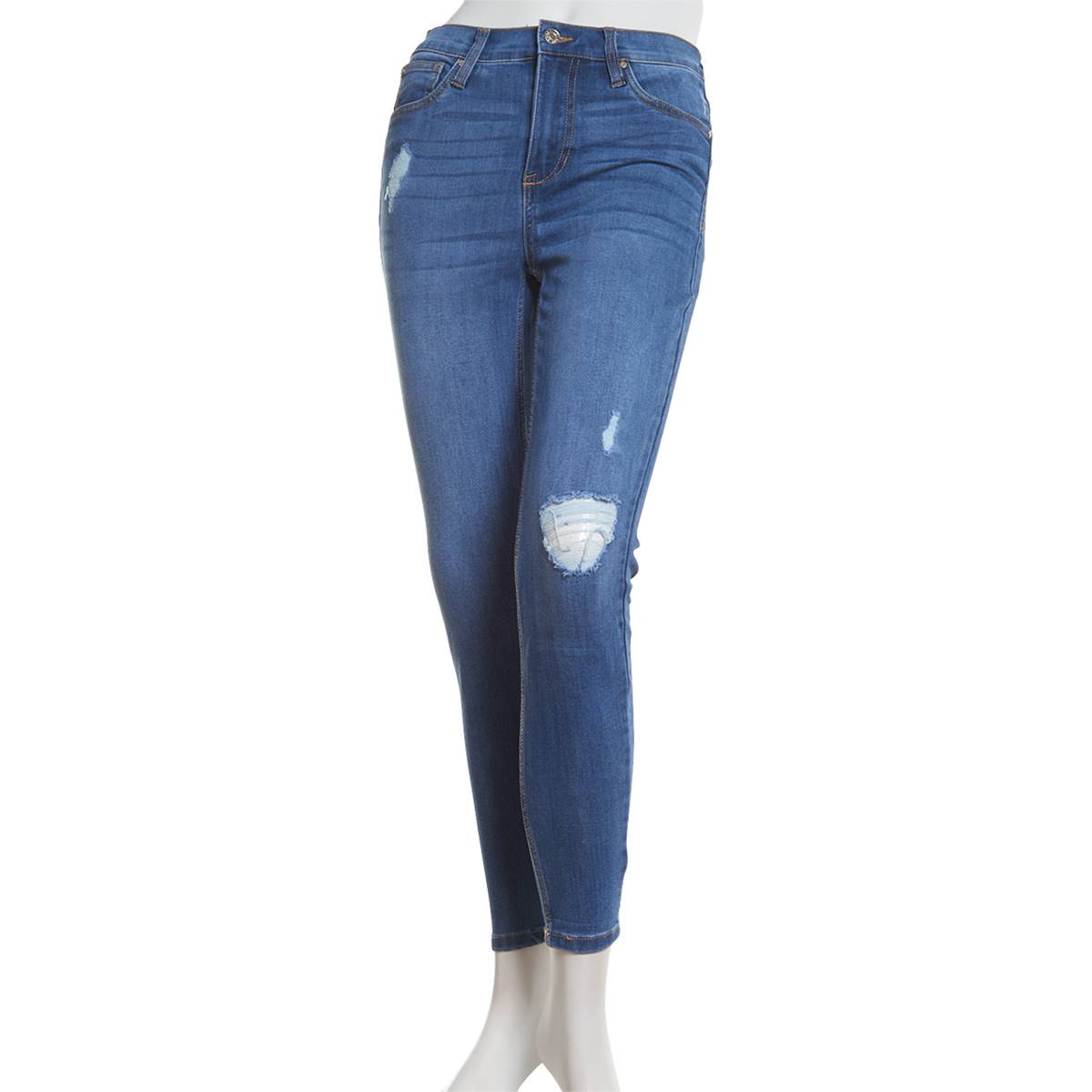 Calça jeans de cintura alta Destruction da Celebrity Pink Junior, tamanho 5, azul Arroyo