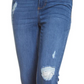 Calça jeans de cintura alta Destruction da Celebrity Pink Junior, tamanho 5, azul Arroyo