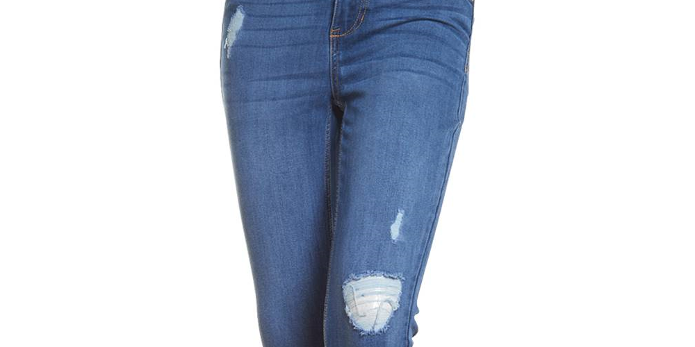 Calça jeans de cintura alta Destruction da Celebrity Pink Junior, tamanho 5, azul Arroyo