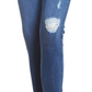 Calça jeans de cintura alta Destruction da Celebrity Pink Junior, tamanho 5, azul Arroyo