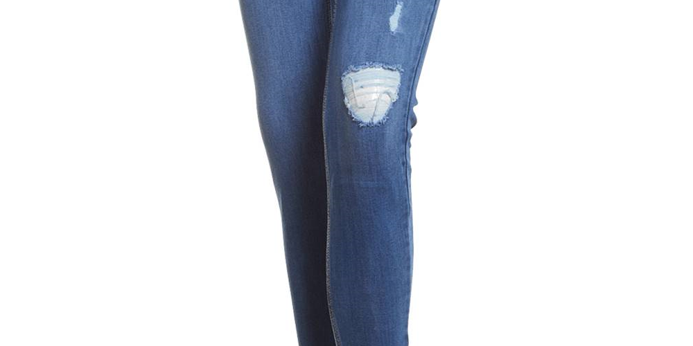 Calça jeans de cintura alta Destruction da Celebrity Pink Junior, tamanho 5, azul Arroyo