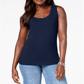 Regata feminina Karen Scott de algodão com tachas - Azul Intrepid, tamanho médio