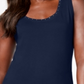 Regata feminina Karen Scott de algodão com tachas - Azul Intrepid, tamanho médio