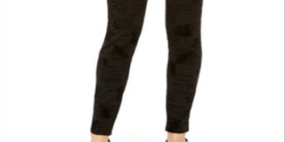 Calça skinny de cintura alta Alfani feminina, flocada, de veludo, preta, tamanho 18