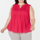 Blusa plissada plus size feminina Charter Club - Rosa marroquino, tamanho 4X