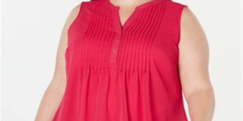 Blusa plissada plus size feminina Charter Club - Rosa marroquino, tamanho 4X