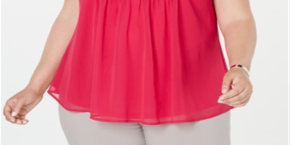 Blusa plissada plus size feminina Charter Club - Rosa marroquino, tamanho 4X