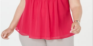 Blusa plissada plus size feminina Charter Club - Rosa marroquino, tamanho 4X