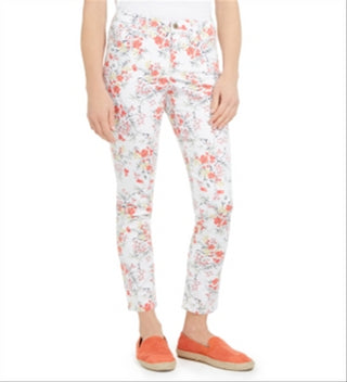 Calça jeans Capri Bristol com estampa floral feminina Charter Club, branca, tamanho 4