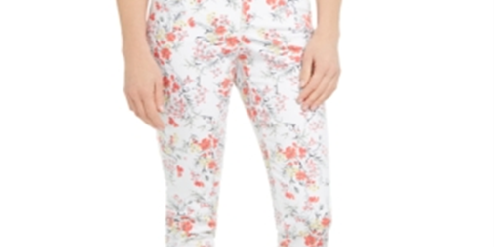 Calça jeans Capri Bristol com estampa floral feminina Charter Club, branca, tamanho 4