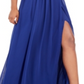 Vestido de festa feminino City Studios, com fenda, alças finas, decote coração, comprimento total, estilo flare, azul, tamanho 7