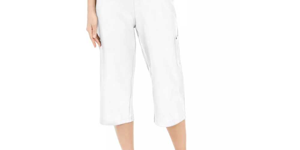 Calça Capri de Malha Feminina Karen Scott Branca Tamanho P