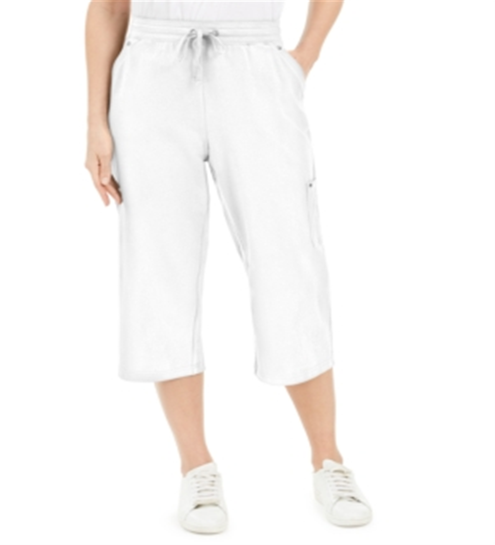 Calça Capri de Malha Feminina Karen Scott Branca Tamanho P