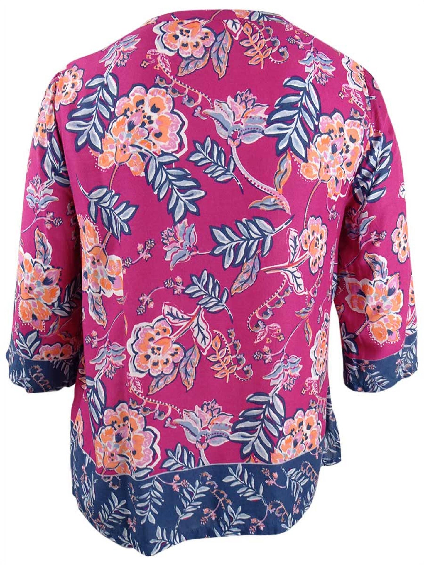 Túnica feminina Charter Club Petite com estampa floral dupla, rosa marroquino, tamanho combinado Petite G