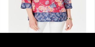 Túnica feminina Charter Club Petite com estampa floral dupla, rosa marroquino, tamanho combinado Petite G